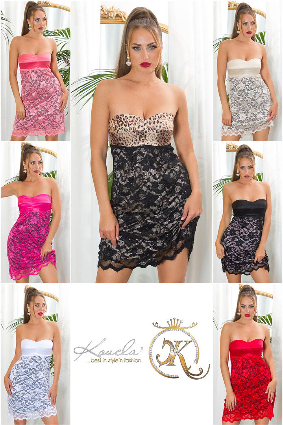 Sexy šaty Bandeau s krajkou salmon 12 - main (15)