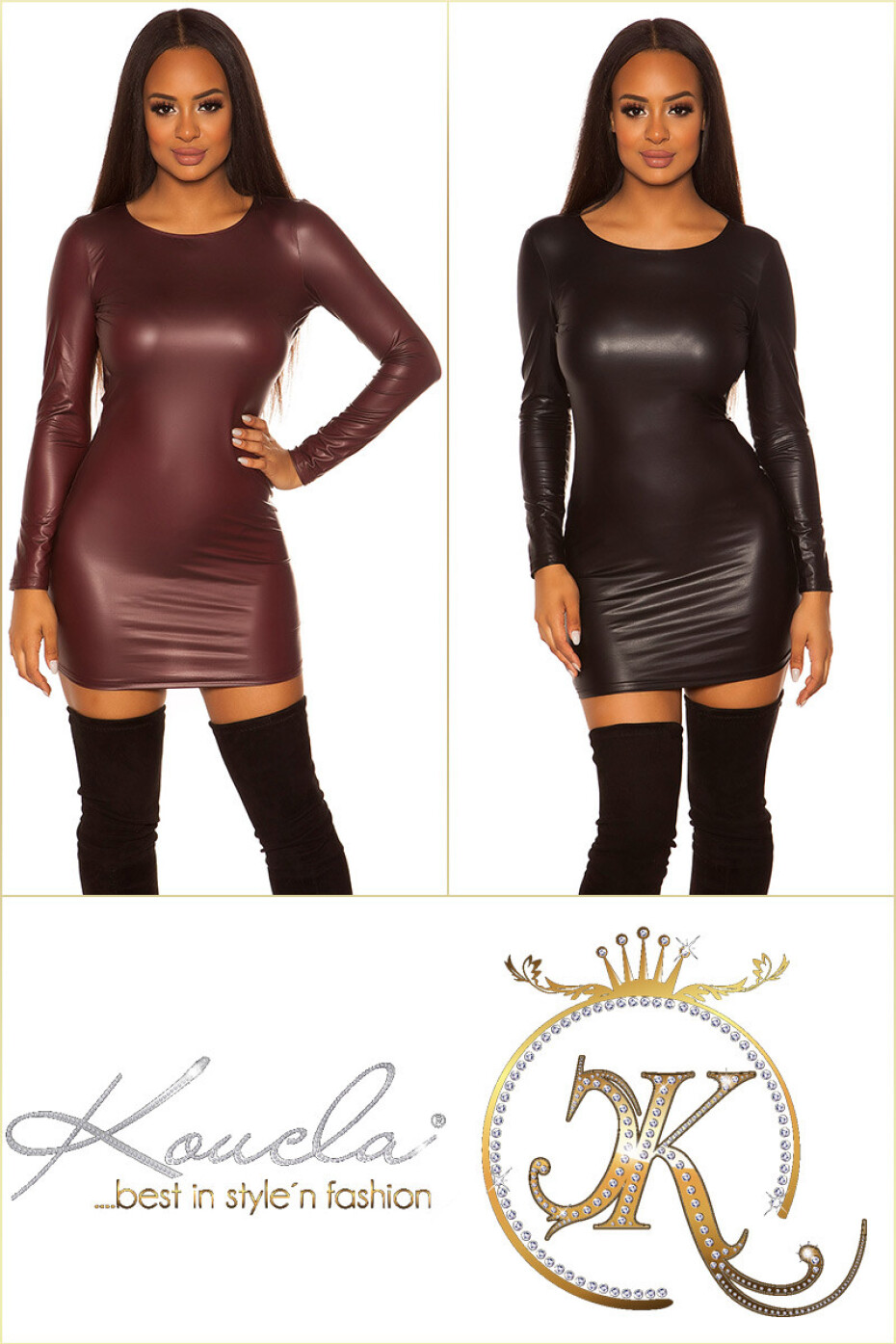 Sexy KouCla Neckholder Wetlook Mini šaty barva BORDEAUX velikost Einheitsgroesse - main (3)
