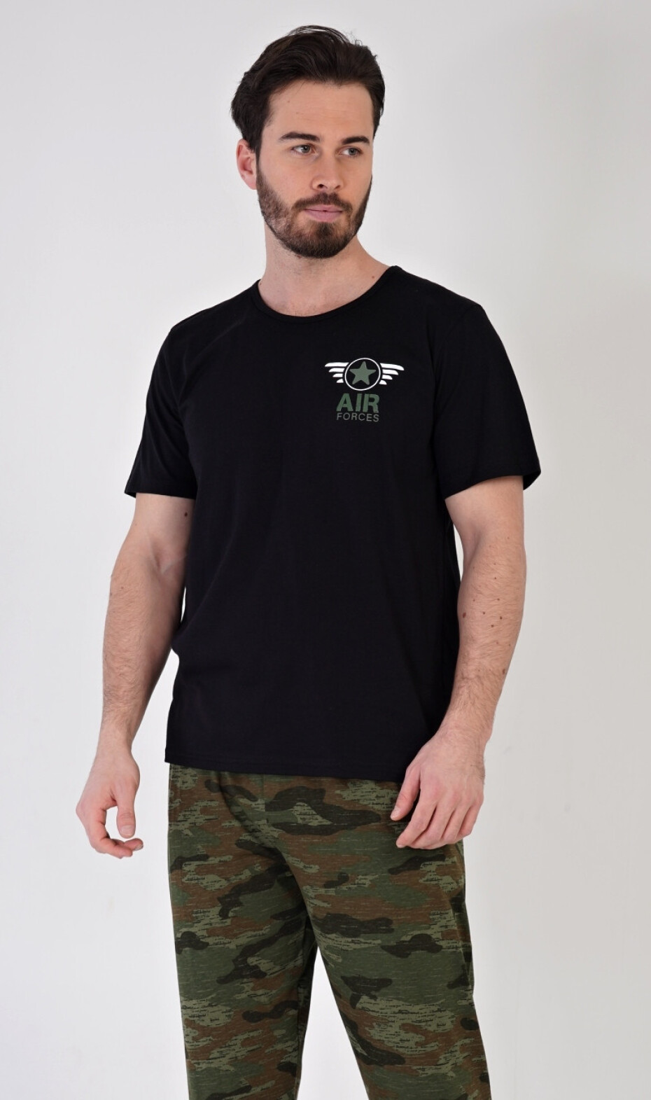 Pánské pyžamo dlouhé Air forces černá L - main (5)