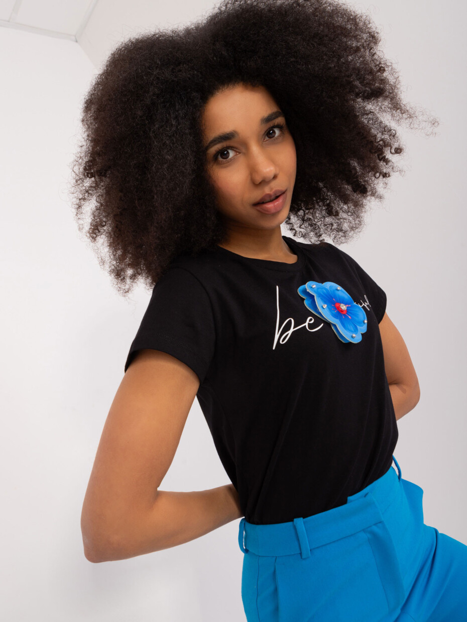 Černé tričko s aplikací 3D BASIC FEEL GOOD Velikost: L / XL - main (0)