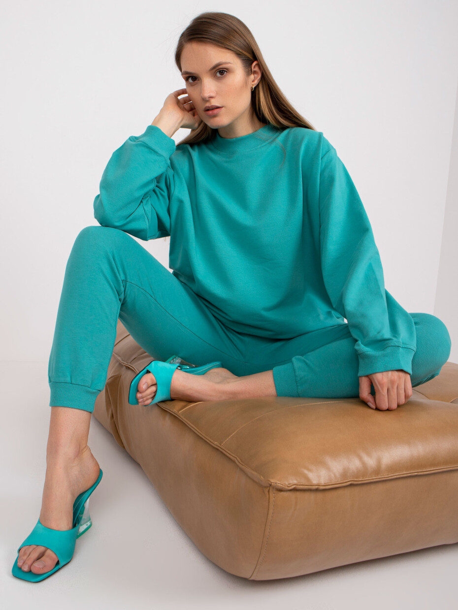 Základní zaprášená zelená oversized mikina S/M - main (4)
