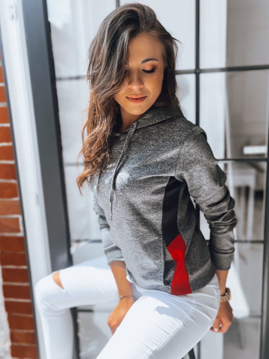 Tmavě šedá dámská sportovní mikina GIM s kapucí Dstreet BY0948z XL - main (1)