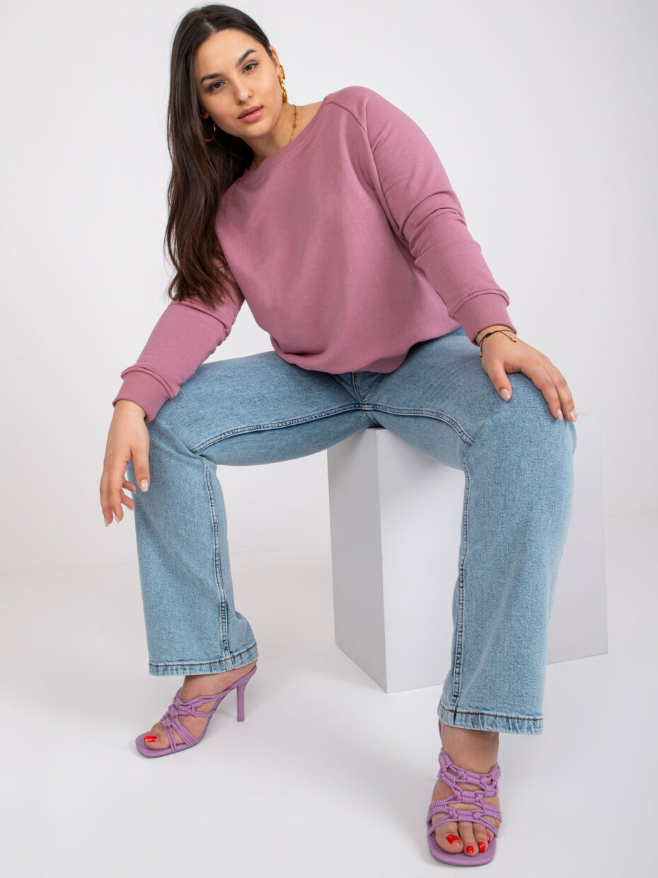 Pudrově růžová mikina plus size bez kapuce XL - main (9)