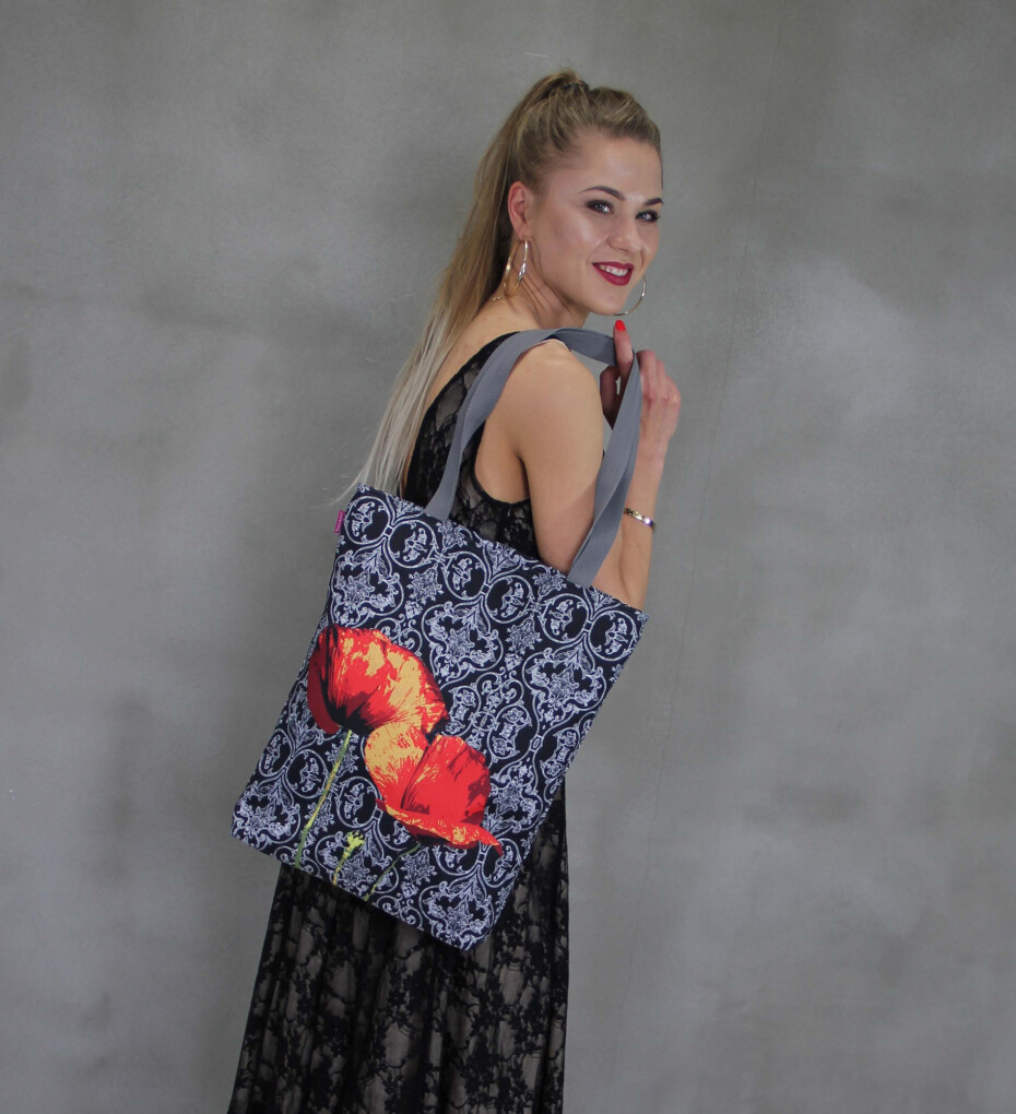 Bertoni Plátěná taška Sunny Poppies Black 29 cm x 40 cm x 36 cm x 8 cm - main (0)