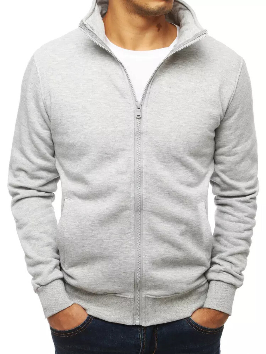 Šedá pánská mikina na zip bez kapuce BX4109 XXL - main (1)