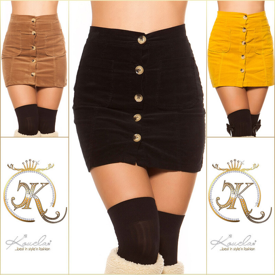 Sexy manšestrová minisukně KouCla barva black velikost XL - main (32)