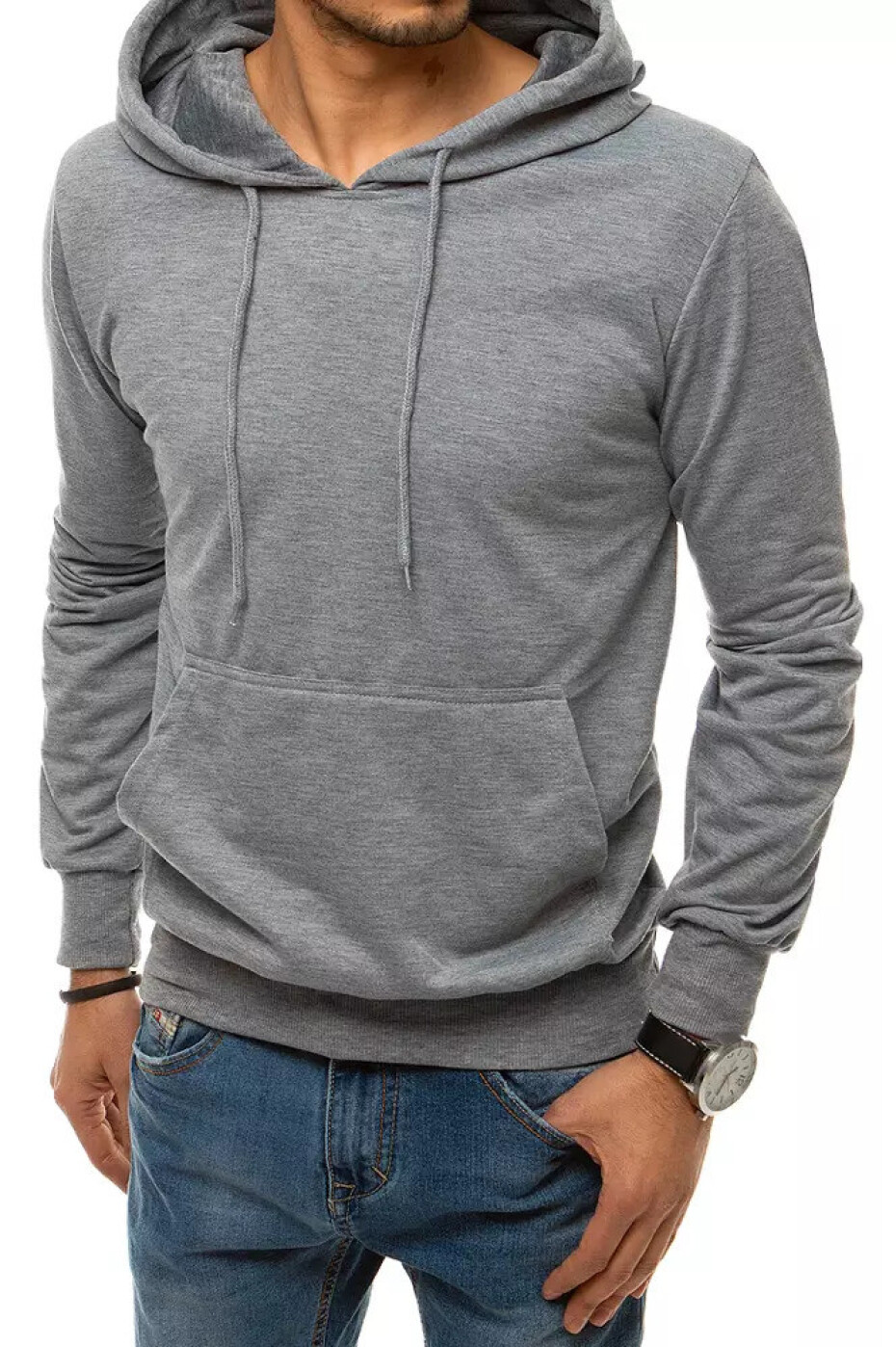 Světle šedá pánská mikina s kapucí BX4971 XXL - main (5)