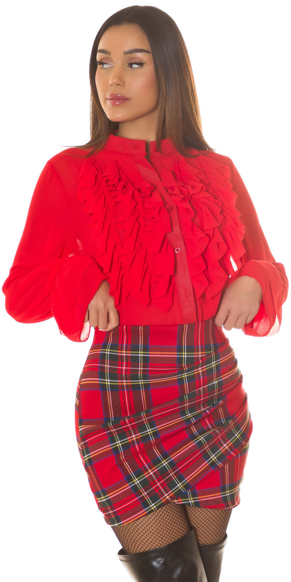 Sexy Koucla draped Highwaist Minisukně red S - main (3)