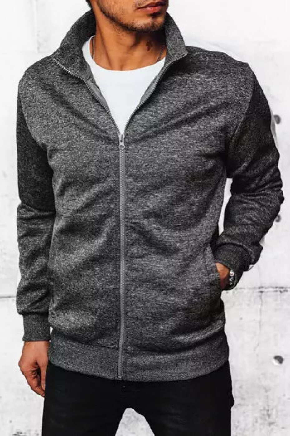 Dstreet pánská tmavě šedá mikina na zip BX5563 L - main (3)