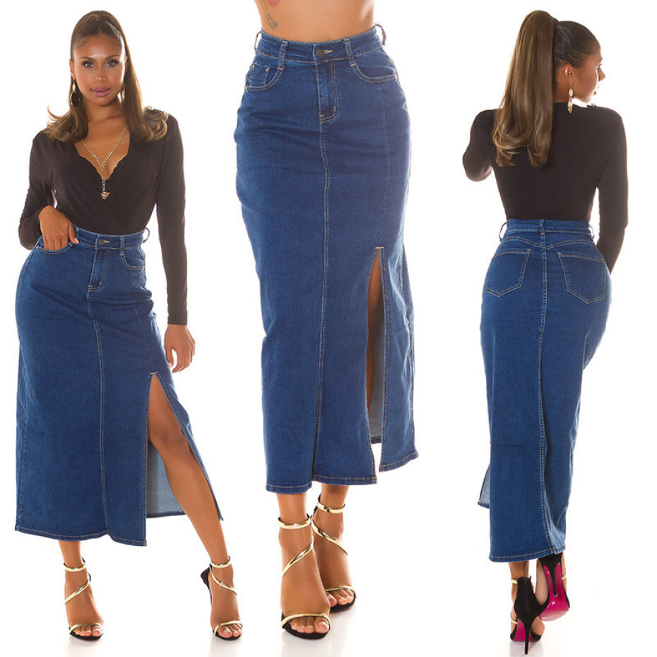 Sexy džínová sukně Musthave  modrá - In-Style Fashion 42/XL - main (12)