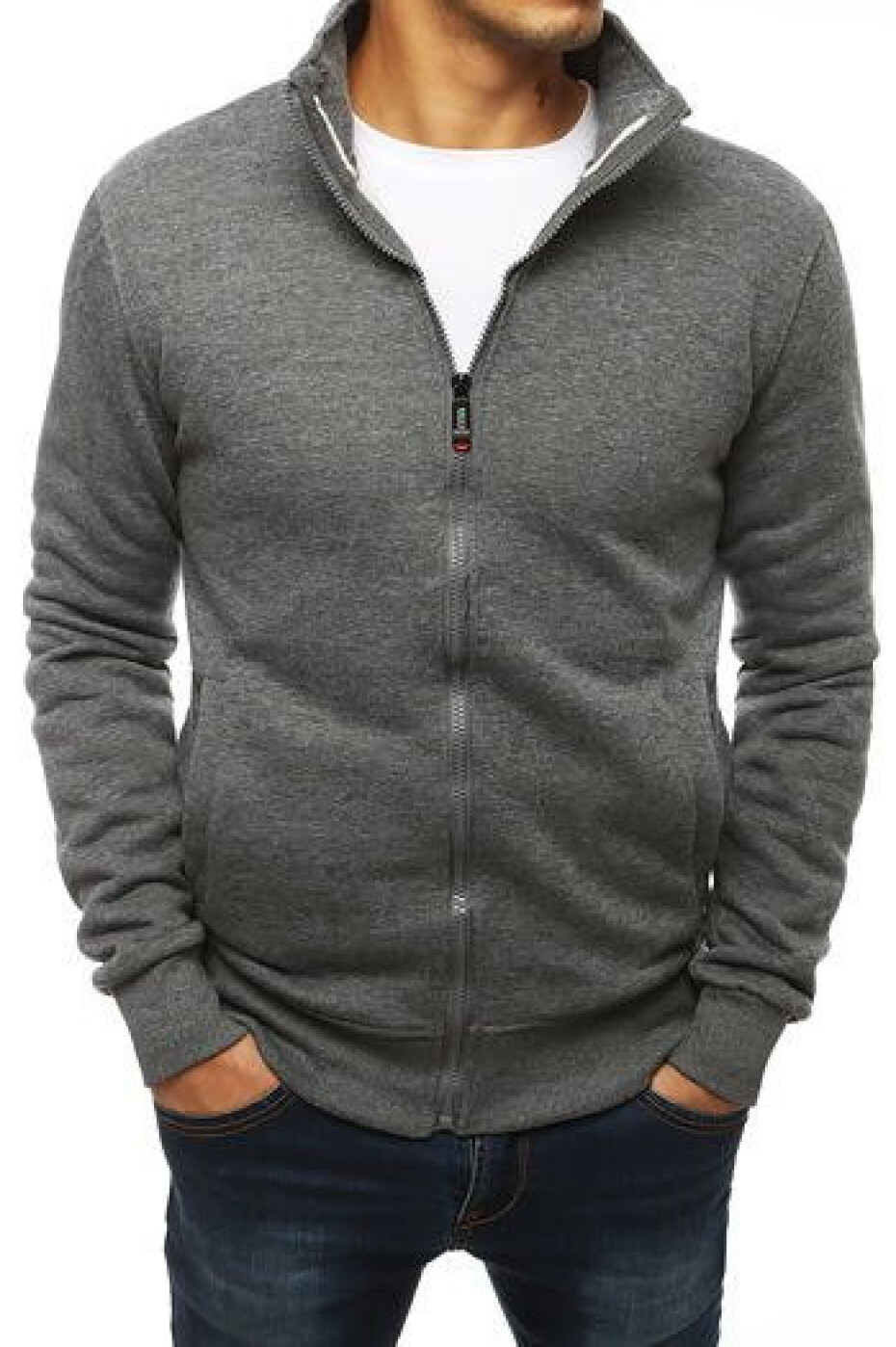 Pánská mikina na zip bez kapuce antracitová BX4111 XL - main (5)