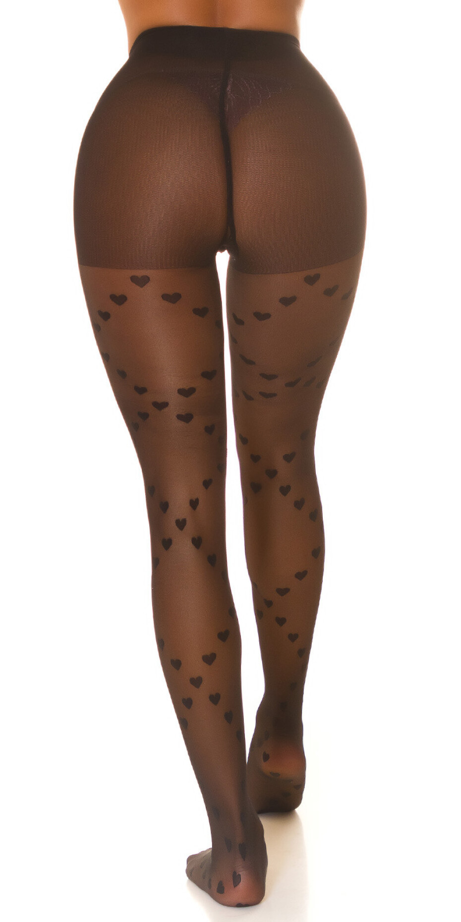 Sexy punčocháče s potiskem "Srdce" black Einheitsgroesse - main (2)