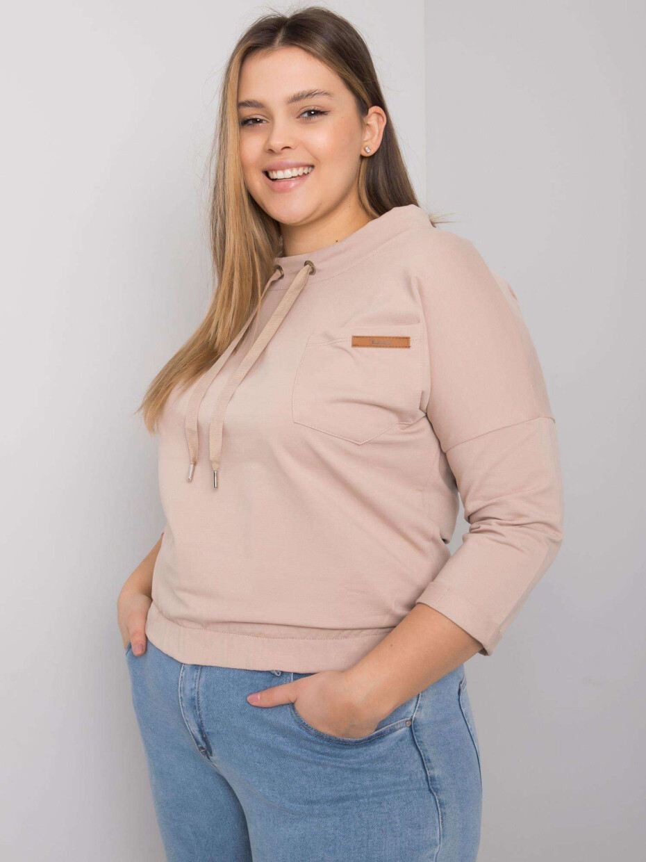 Světle béžová mikina plus size bez kapuce Pasadena JEDNA VELIKOST - main (5)