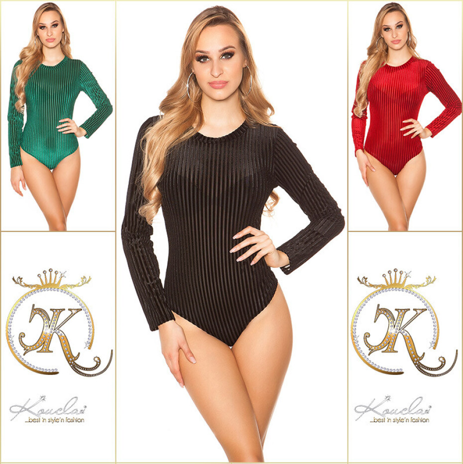 Sexy body s dlouhým rukávem Ripp green Einheitsgroesse - main (5)