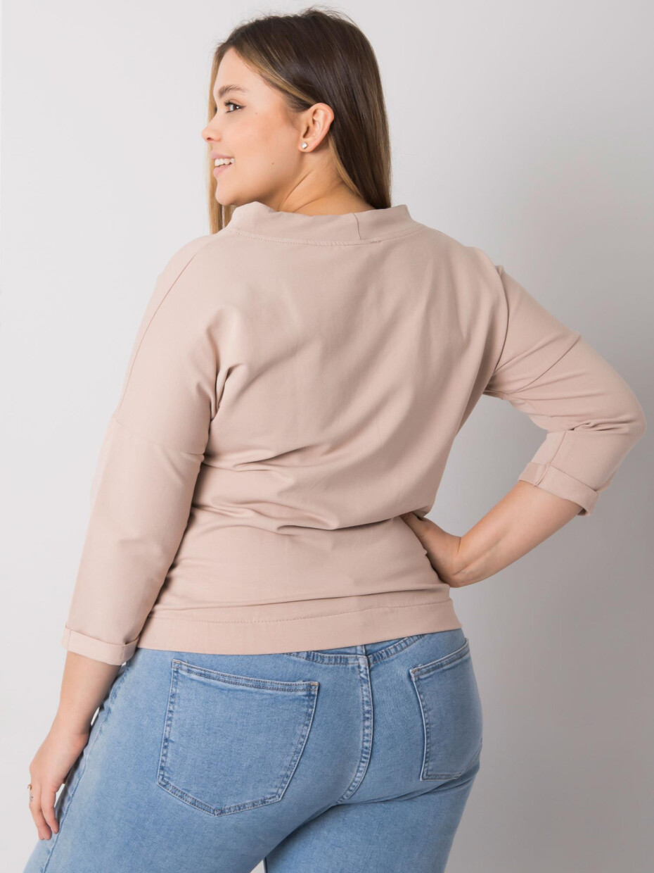 Světle béžová mikina plus size bez kapuce Pasadena JEDNA VELIKOST - main (3)