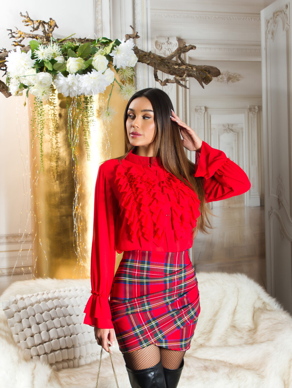 Sexy Koucla draped Highwaist Minisukně red S - main (0)