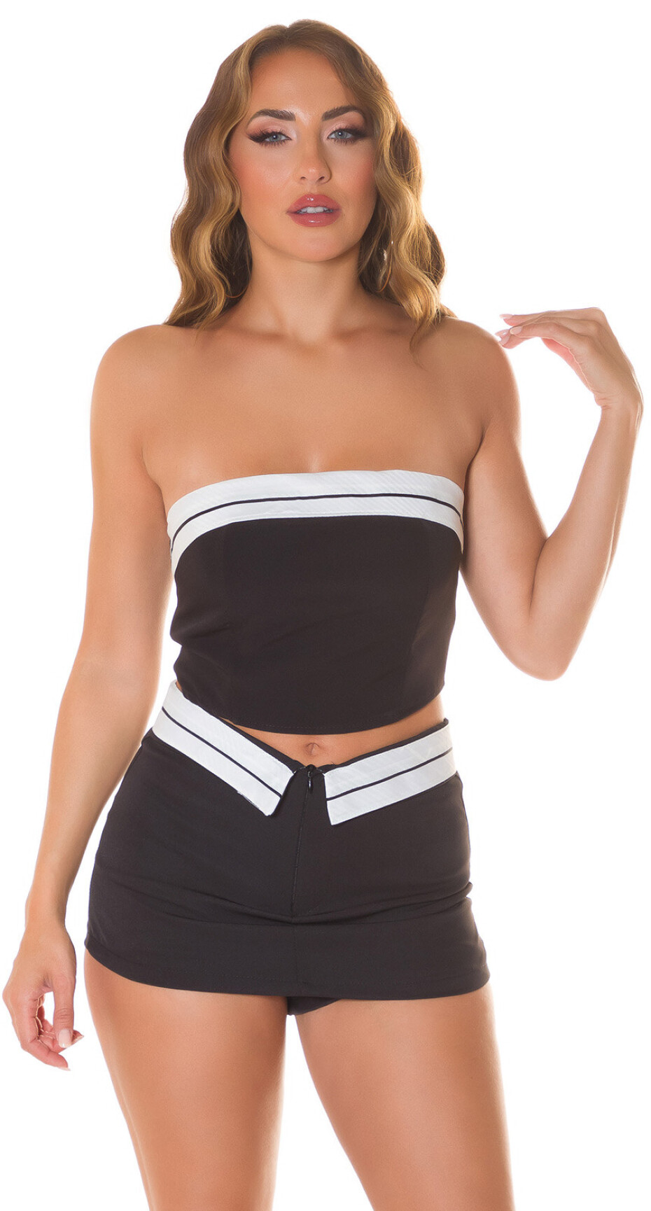 Sexy Skorts with folded waistband & stripe detail black M - main (15)