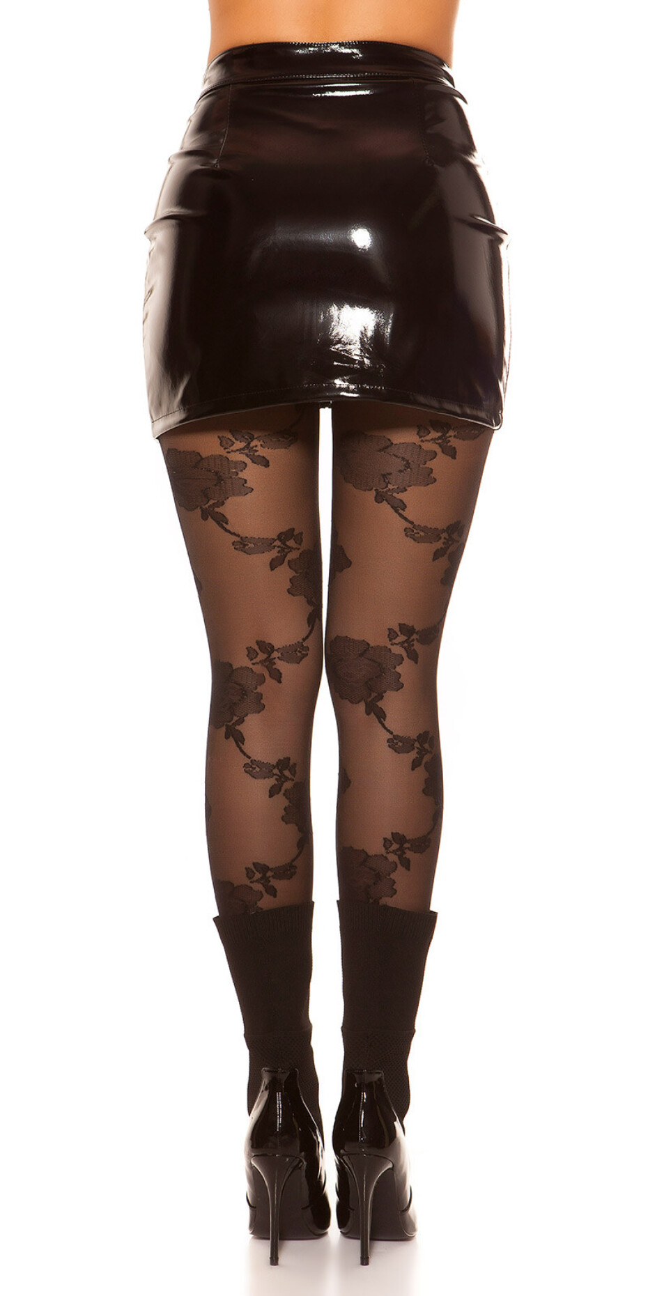 Sexy latexová mini sukně na zip black M - main (5)