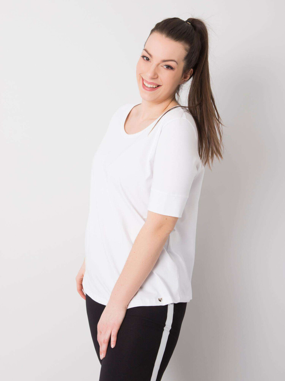 Dámské bílé bavlněné tričko větší velikosti 2XL - main (2)