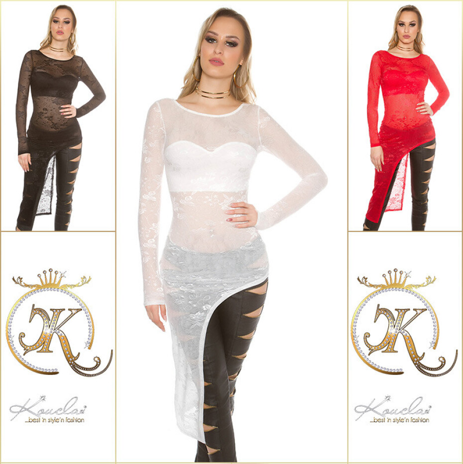 Sexy krajková košilka Koucla se šněrováním barva white velikost S - main (3)