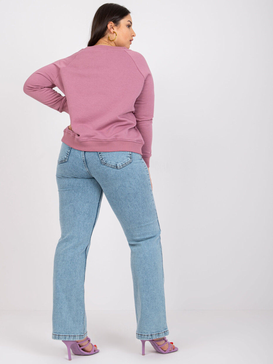 Pudrově růžová mikina plus size bez kapuce XL - main (2)