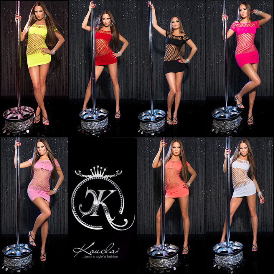 Sexy síťové šaty GoGo-minidress v neonové barvě NEONCORALL Einheitsgroesse - main (1)