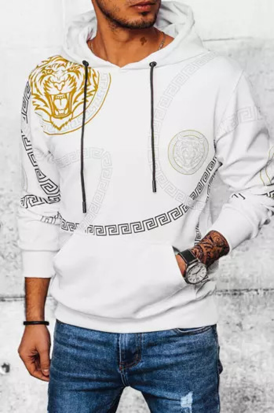 Pánská mikina s kapucí White Dstreet BX5574 s potiskem XL - main (3)