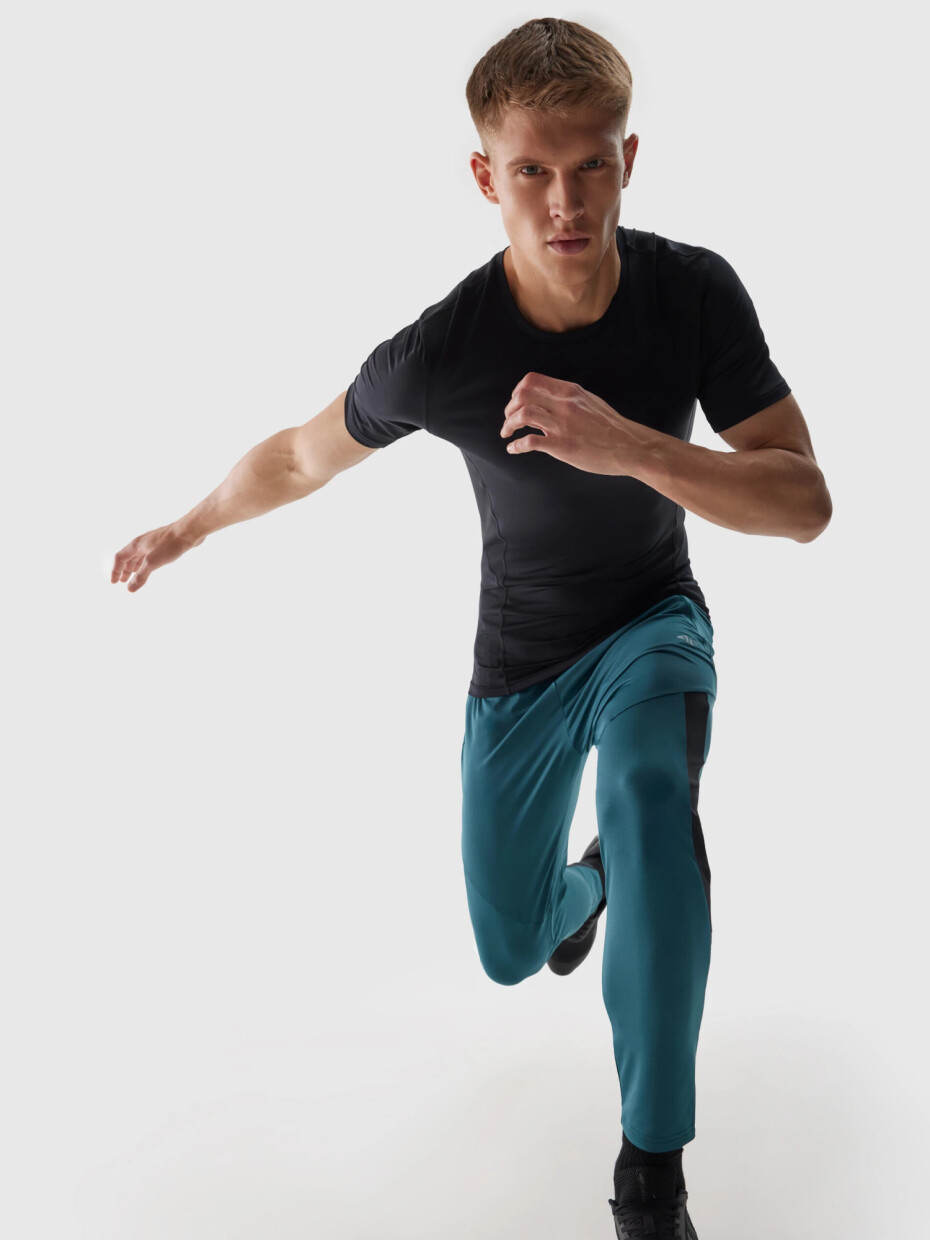 Pánské sportovní tričko slim z recyklovaných materiálů 4F - hluboce černé Velikost: L - main (5)