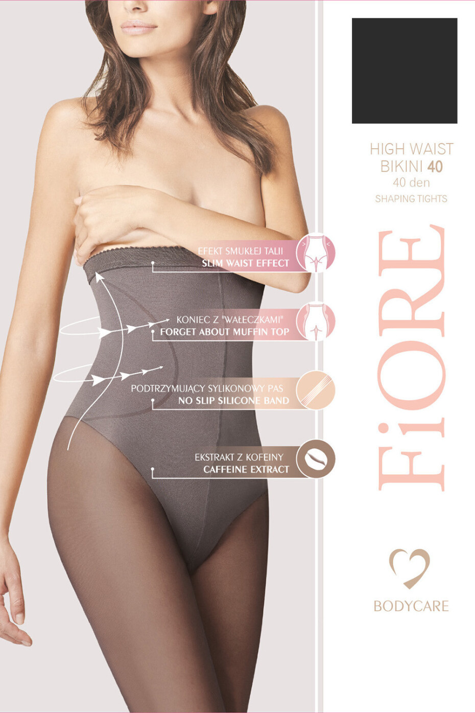 Fiore High Waist Bikini 40 den M5219 barva:černá 2-S - main (0)