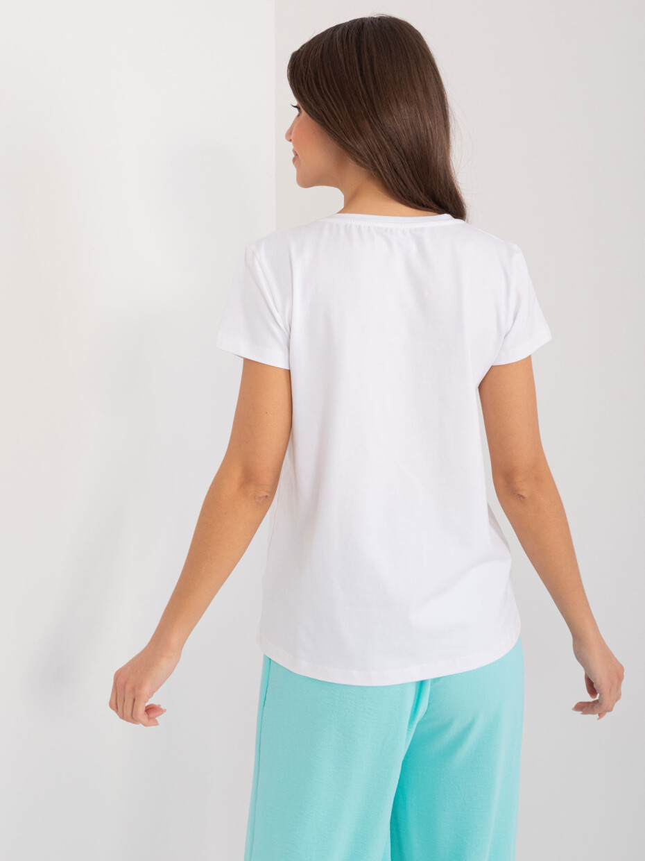 Bílé tričko s nášivkou a kamínky BASIC FEEL GOOD Velikost: S/M - main (4)