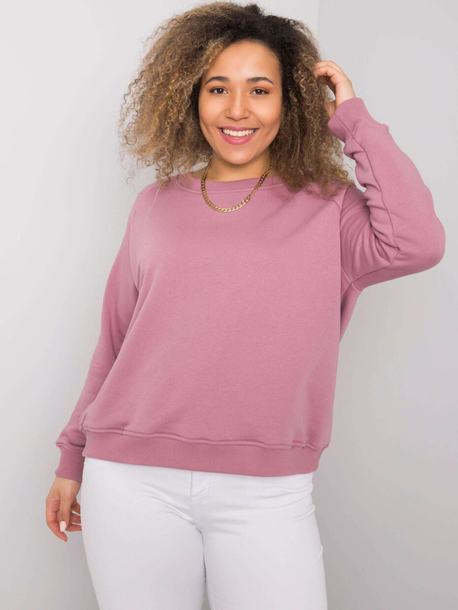 Pudrově růžová mikina plus size bez kapuce XL - main (3)