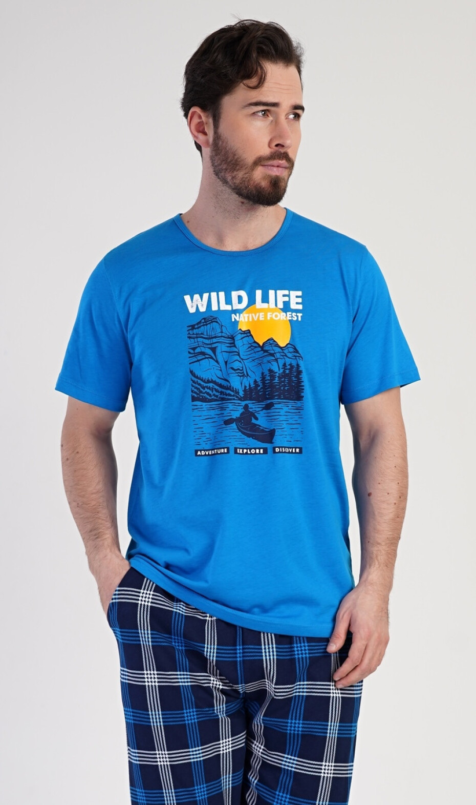 Pánské pyžamo kapri Wild life modrá 4XL - main (3)