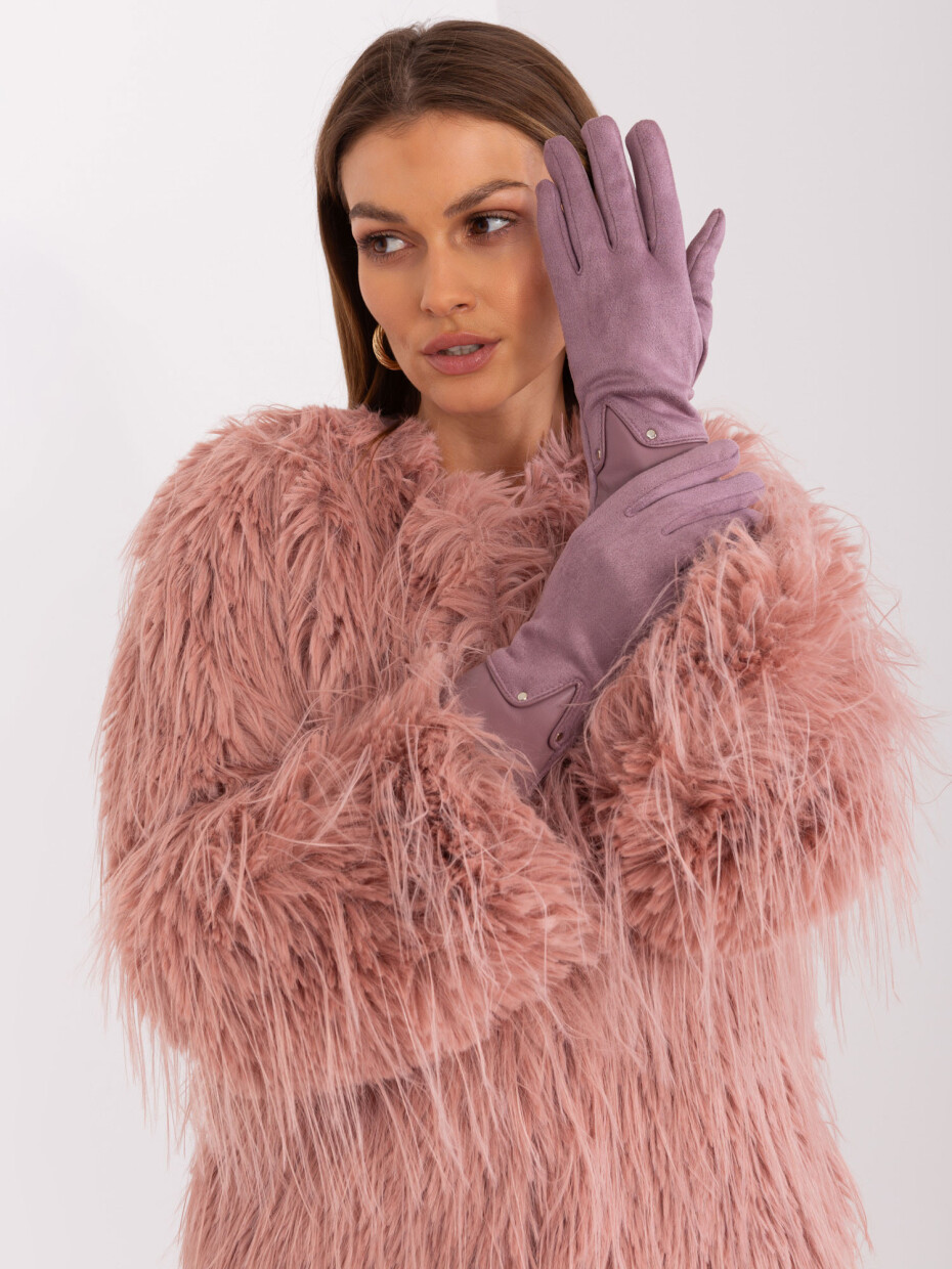 Fialové rukavice s vložkami z ekokůže L / XL - main (1)