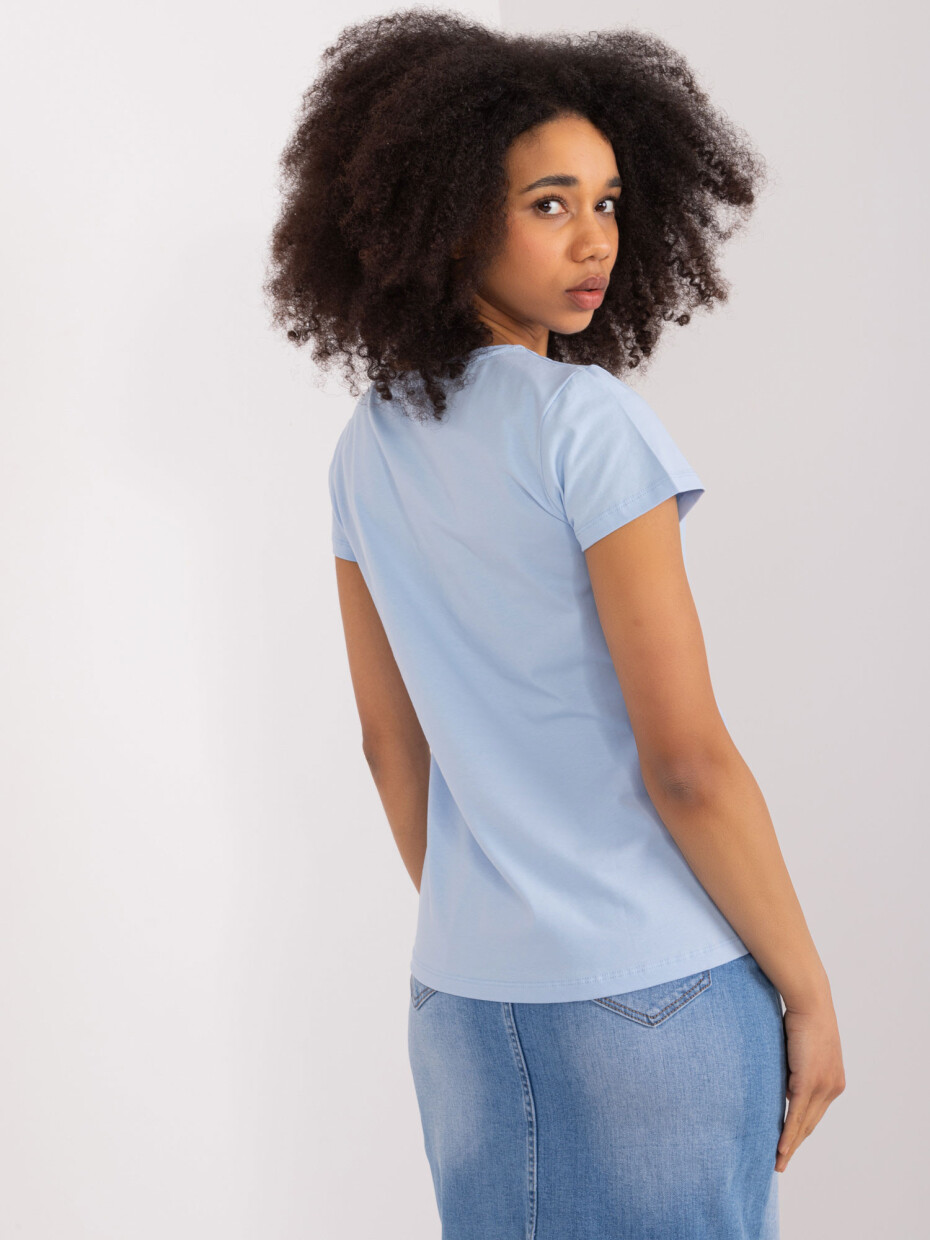 Světle modré tričko s nápisem BASIC FEEL GOOD Velikost: S/M - main (4)