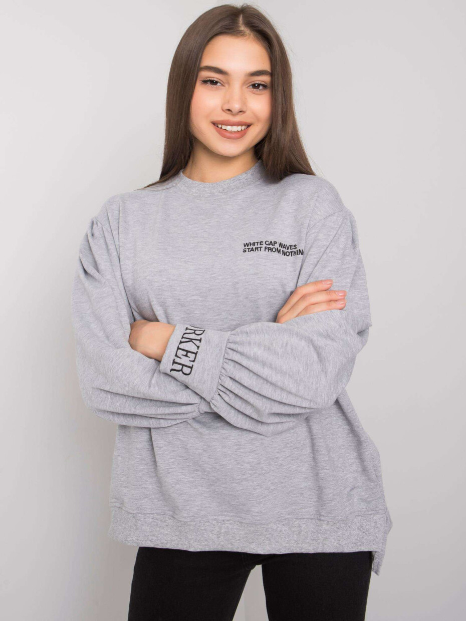 Šedá melanžová bavlněná mikina JEDNA VELIKOST - main (3)
