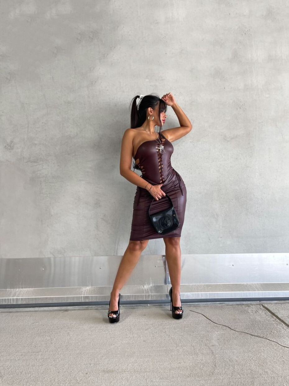 Sexy tužková sukně KouCla Wetlook se zipem BORDEAUX M - main (21)