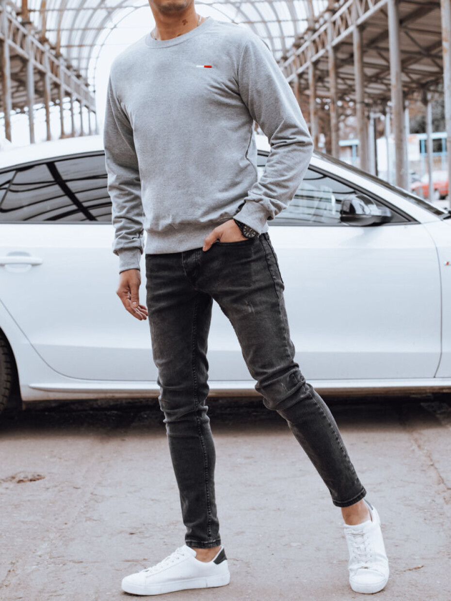 Pánská mikina bez kapuce, šedá Dstreet BX5737 M - main (1)