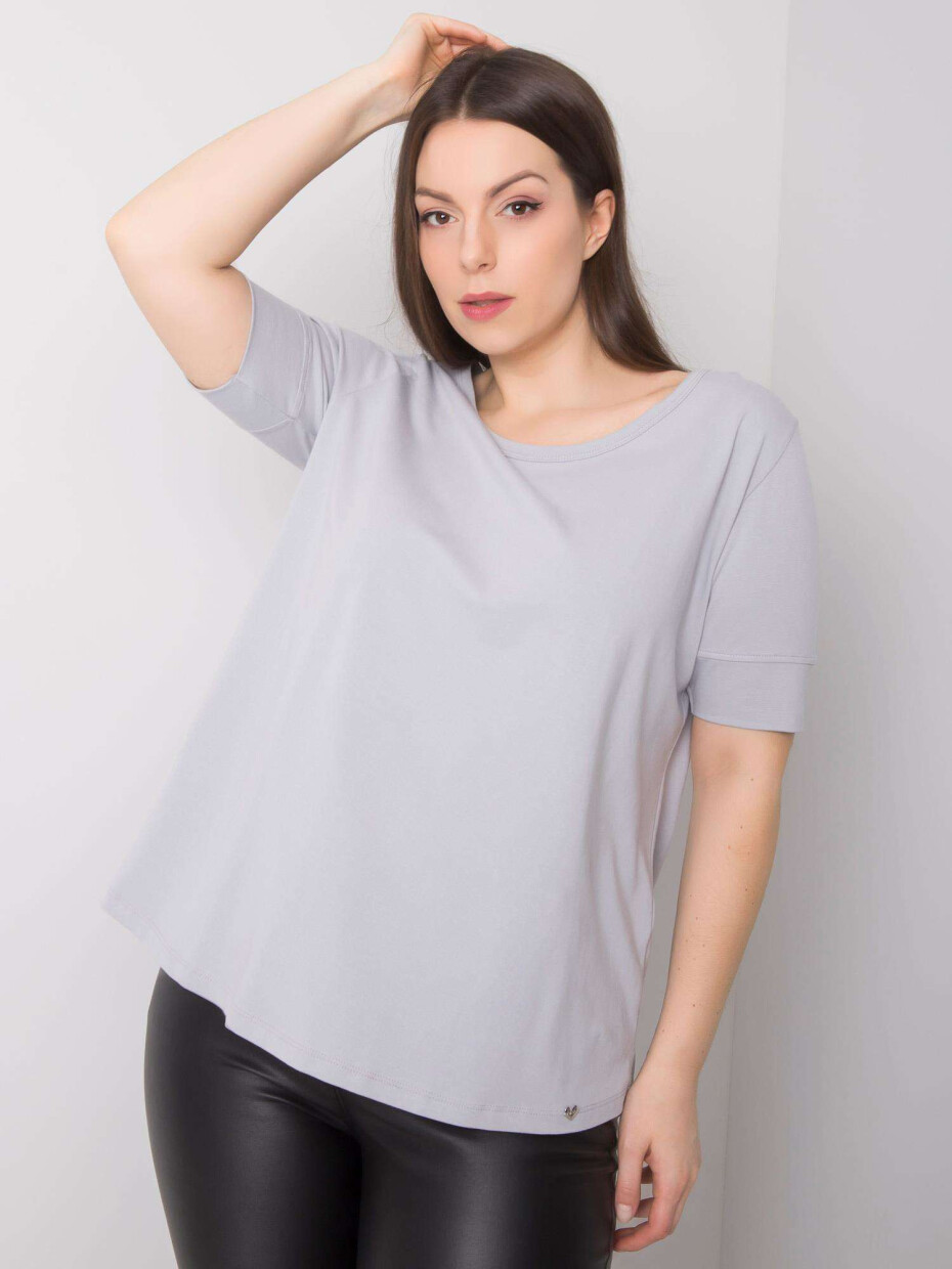 Světle šedé bavlněné tričko pro ženy v oversize 4XL - main (4)