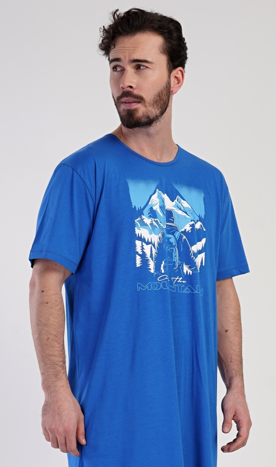 Pánská noční košile s krátkým rukávem Mountain tmavě šedá XL - main (4)