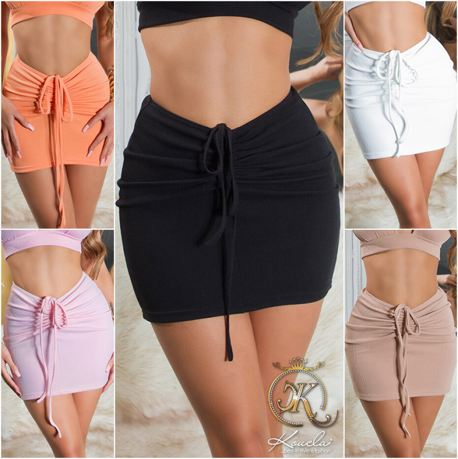 Sexy Koucla Highwaist Miniskirt ruched barva apricot velikost L - main (9)