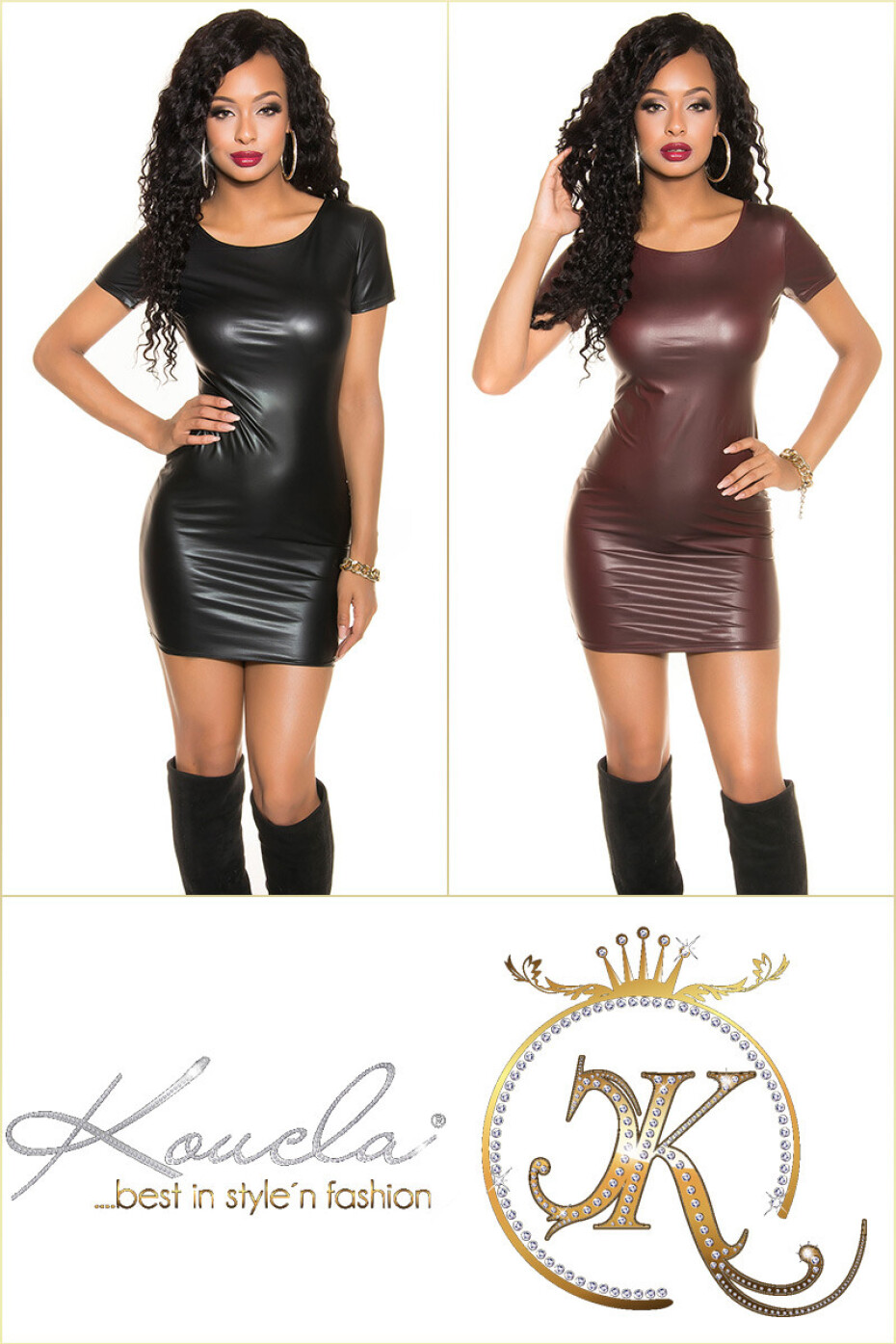 Sexy mini šaty KouCla Wetlook s 2cestným zipem BORDEAUX Einheitsgroesse - main (0)