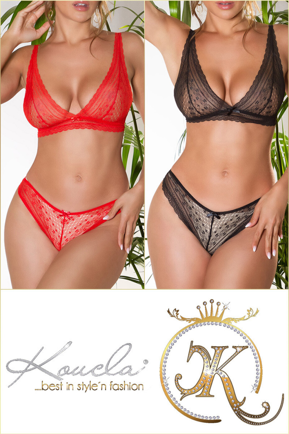 Sexy spodní prádlo 2Piece-Set / Krajková podprsenka + kalhotky black S - main (5)