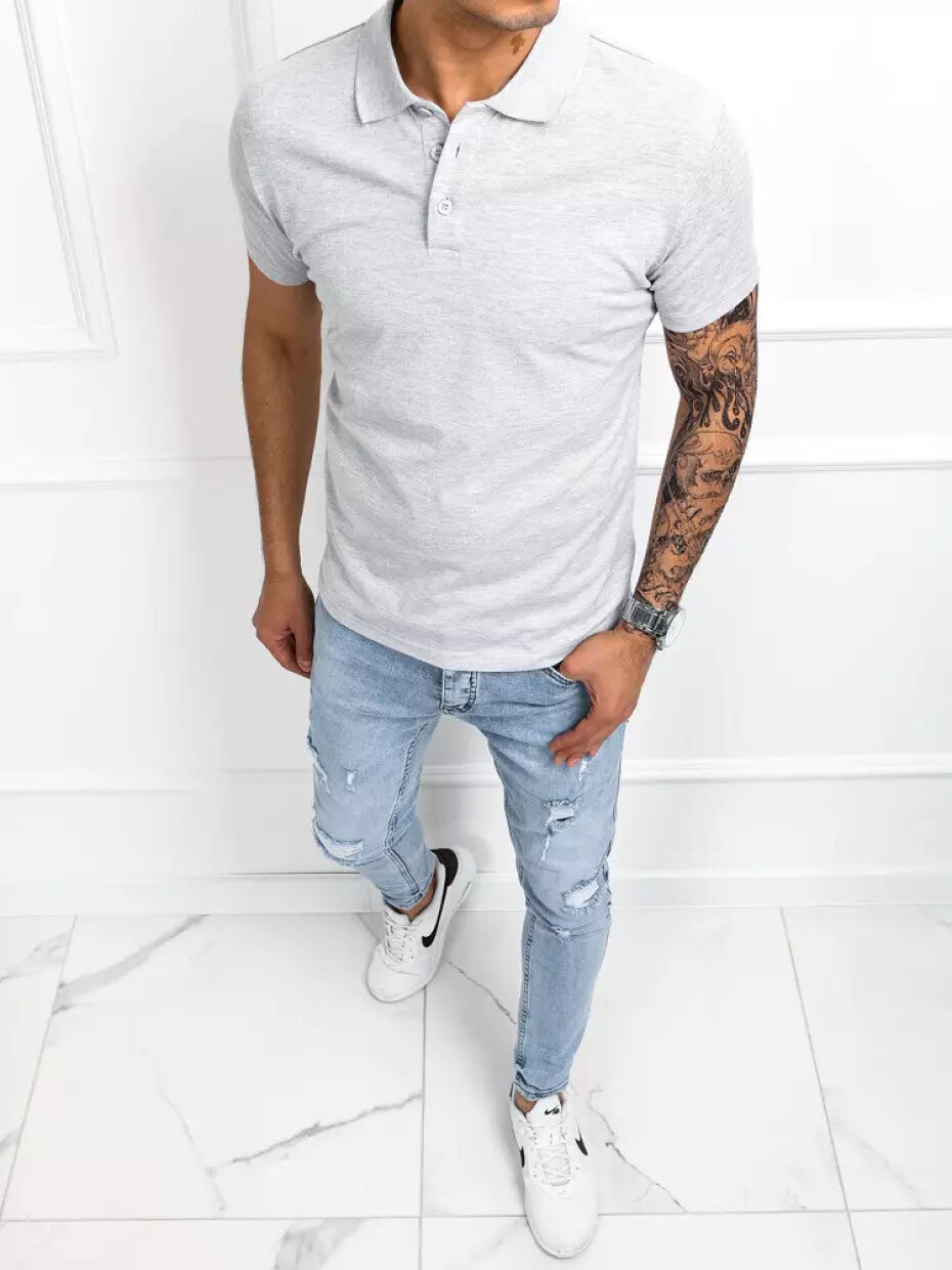 Pánské světle šedé polo triko Dstreet PX0513 L - main (2)