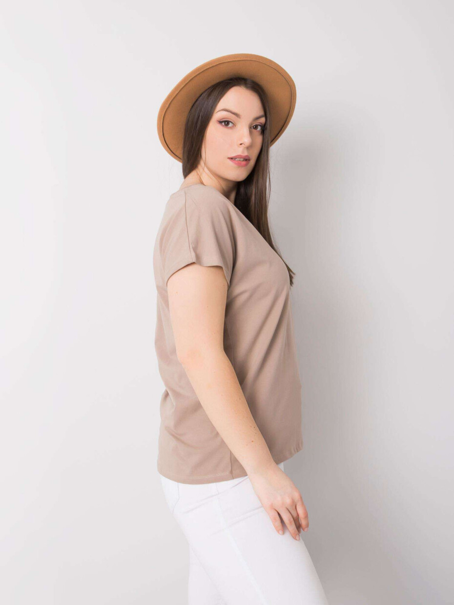 Tmavě béžové dámské tričko s výstřihem do V ve velikosti 3XL - main (4)
