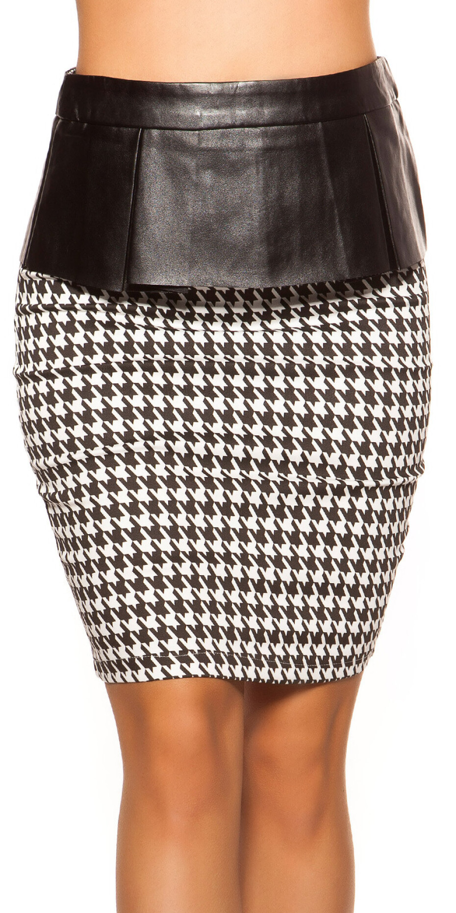 Sexy KouCla pencilskirt w.peplum a.houndstooth barva blackwhite velikost 40 - main (7)