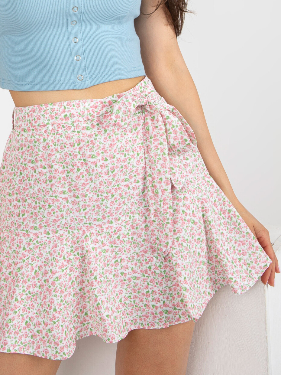 Bílé a růžové krátké sukně šortky s květinami M/L - main (3)