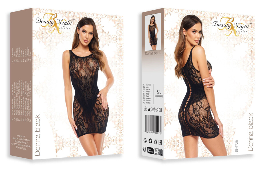 Erotické šaty Donna black - BEAUTY NIGHT FASHION černá S/L - main (12)