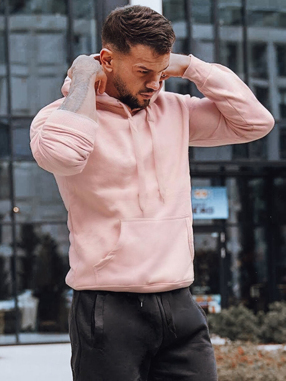 Pánská mikina s kapucí růžová Dstreet BX4845z M - main (0)