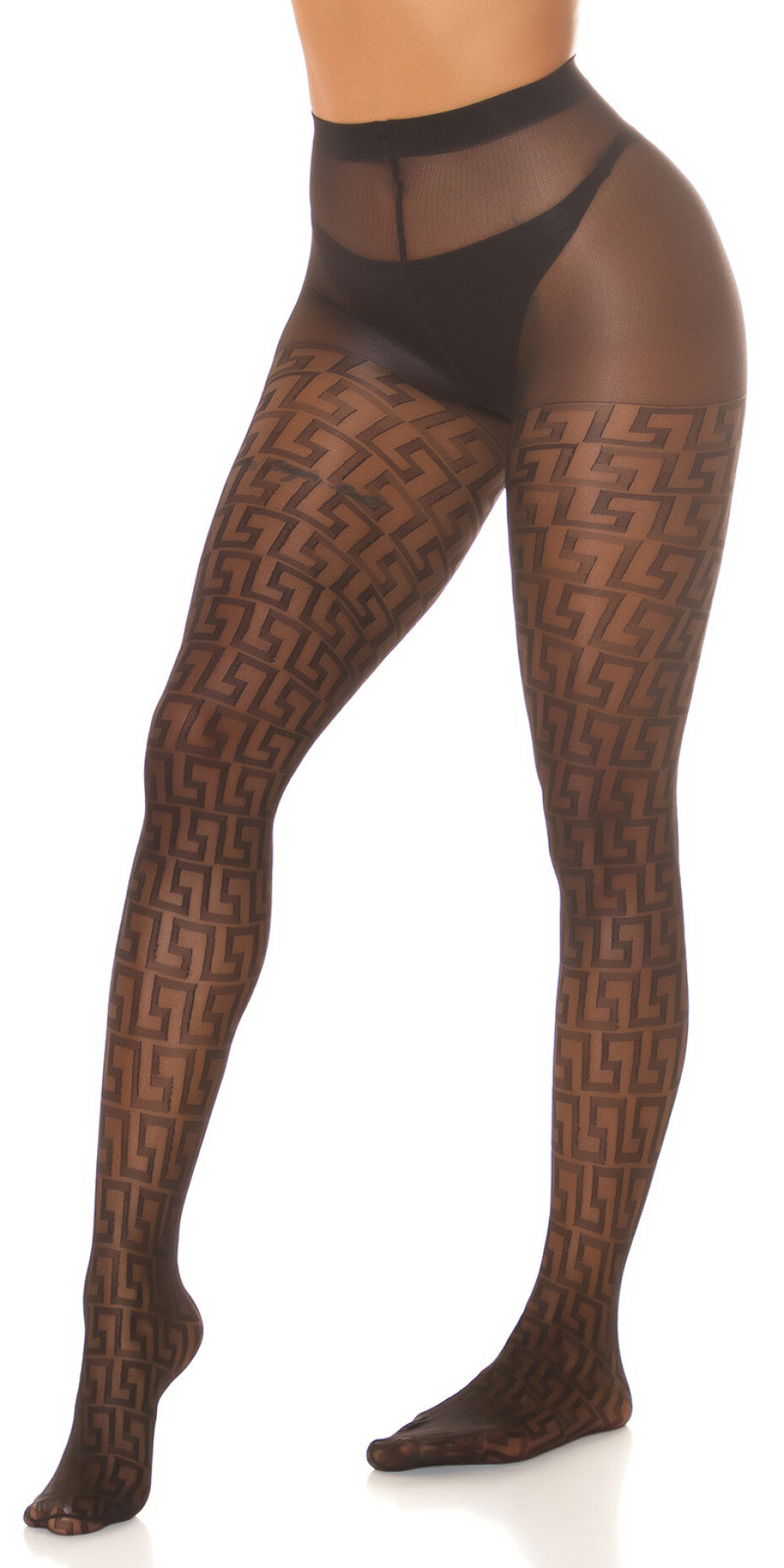 Sexy punčocháče s geometrickým vzorem barva black velikost Einheitsgroesse - main (7)