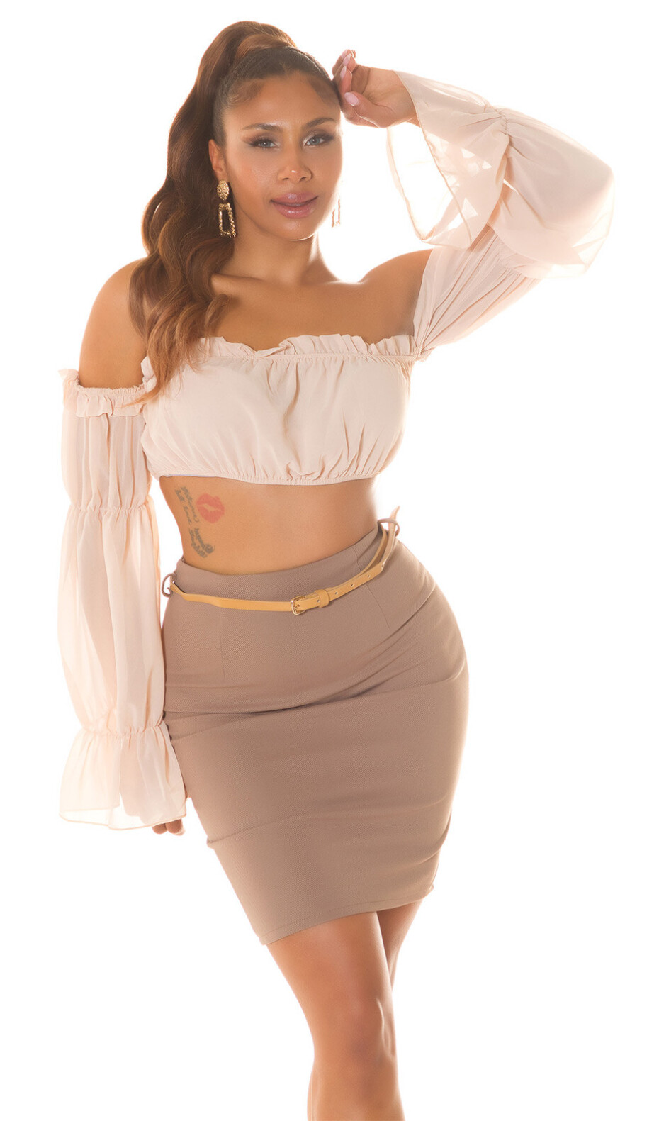 Sexy Waist-Miniskirt with zipper and belt red M - main (27)